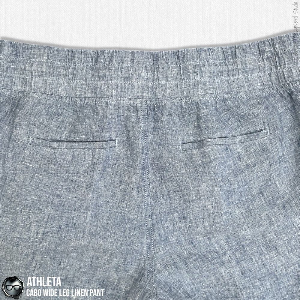 ATHLETA CABO LINEN WIDE LEG PANTS IN CHAMBRAY BLUE WOMEN 12/LARGE TRAVEL CASUAL - Picture 9 of 13